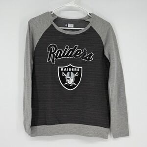 NFL Las Vegas Raiders Womens Small Raglan Sweatshirt Gray Team Apparel S‎